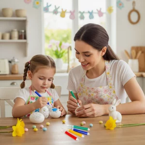 Húsvéti festhető tojások 4 db filctollal - 6 fehér tojás - 6 cm 57994A