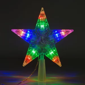 Karácsonyi LED-es csillag csúcsdísz - 10 LED - 15 cm - RGB - 2 x AA Family 58034