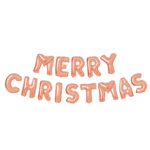 3D Karácsonyi "Merry Christmas" lufi - rozéarany Family 58081C