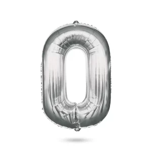 0-ás születésnapi szám fólia lufi - ezüst - 40" 58085-00