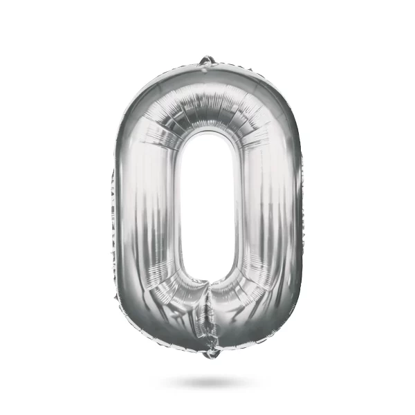 0-ás születésnapi szám fólia lufi - ezüst - 40" 58085-00