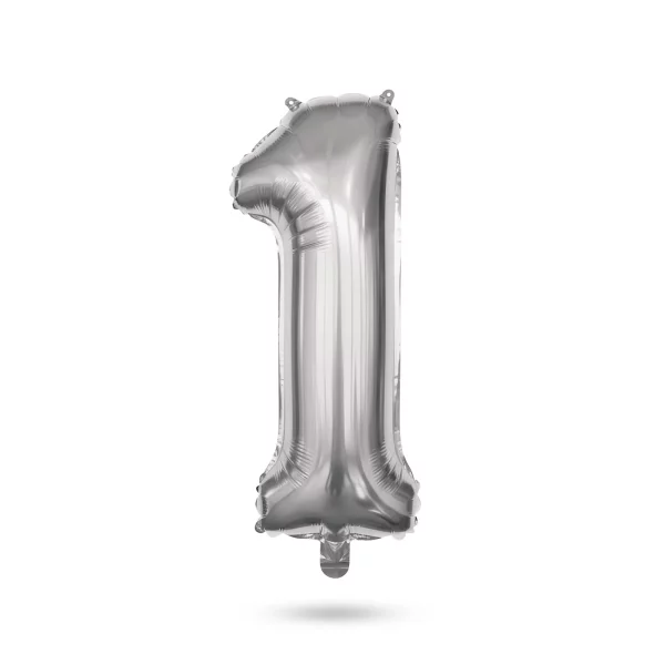 1-es születésnapi szám fólia lufi - ezüst - 40" 58085-01