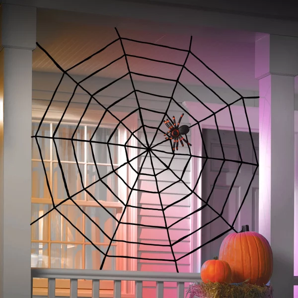 Plüss pókháló - halloween-i dekoráció - 200 cm - fekete Family 58102