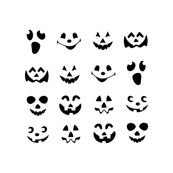 Halloween-i fólia matrica szett - fekete tök arcok - 16 db / csomag Family 58131E