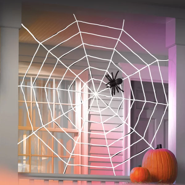 Pókháló és pók - fehér - halloween-i - 130 x 130 cm Family 58143