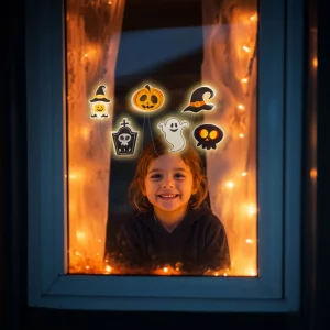 Halloween-i LED ablakdekor - gél - többféle forma - 85 cm Family 58186C