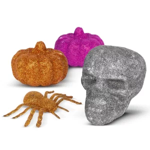 Halloween-i dekoráció szett - pók, koponya, 2 db tök - glitteres Family 58189