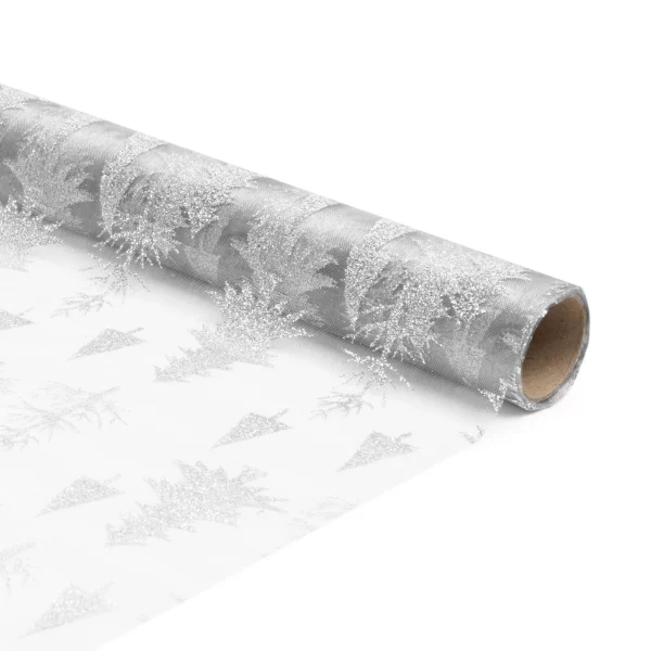 Karácsonyi asztalterítő futó - fehér / fehér - 180 x 28 cm - 3 féle Family 58200C