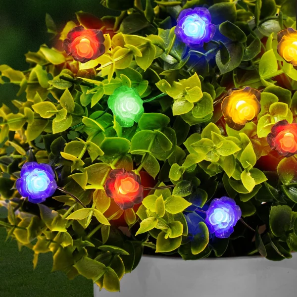 LED szolár fényfüzér - virág - 2,3 m - 20 LED - színes Family 58218B
