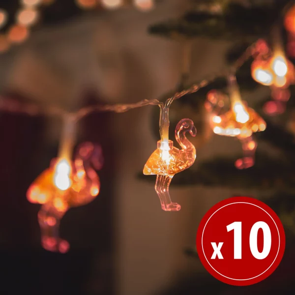 LED light string - flamingo - 1.1 m - 10 LED - warm white - 3 x AA Family 58219