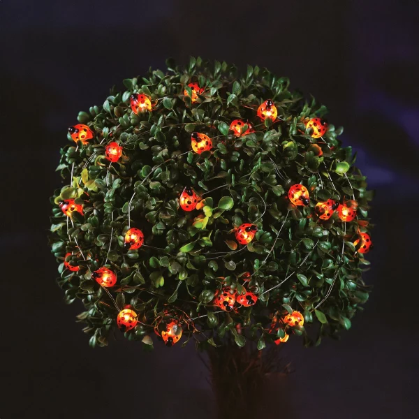 Szolár LED fényfüzér - katicabogár - 2,4 m - 25 LED - melegfehér Garden of Eden 58220B