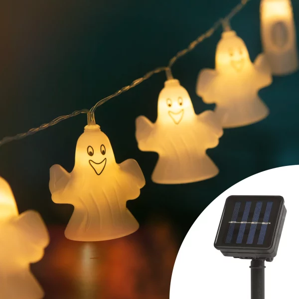 LED szolár fényfüzér - szellem - 10 LED - 1,1 méter - melegfehér Family 58222B