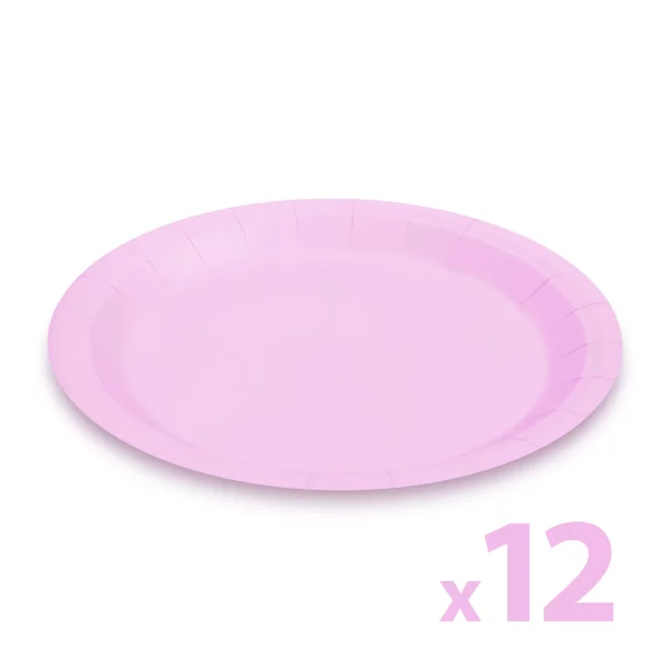 Papírtányér szett - rózsaszín - 23 cm - 12 db / csomag 58235C