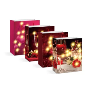 Ajándéktasak - 10 melegfehér LED, papír - 265 x 127 x 330 mm - 4 féle / csomag Family 58322