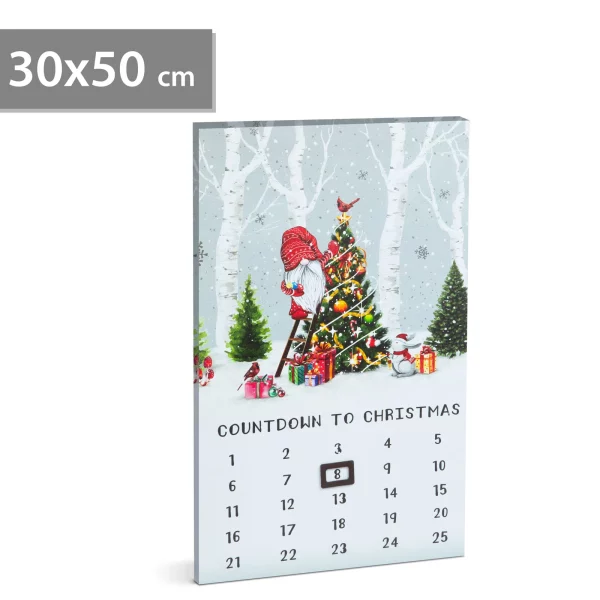 LED-es fali kép - kalendárium - 3 melegfehér LED - 30 x 50 cm Family 58466
