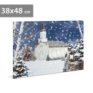 LED-es fali hangulatkép - téli táj - 2 x AA, 48 x 38 cm Family 58473