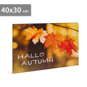 LED-es fali hangulatkép - "Hello ősz" - 2 x AA, 40 x 30 cm Family 58502