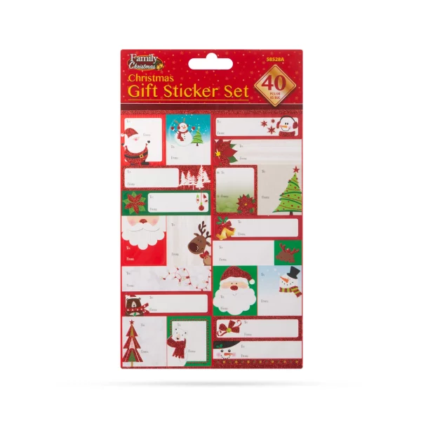 Karácsonyi ajándék matrica szett - 15,2 x 21,6 cm - 40 db / csomag Family 58528A