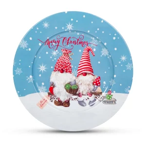 Karácsonyi tálca - fém - manós - 33 cm Family 58555A