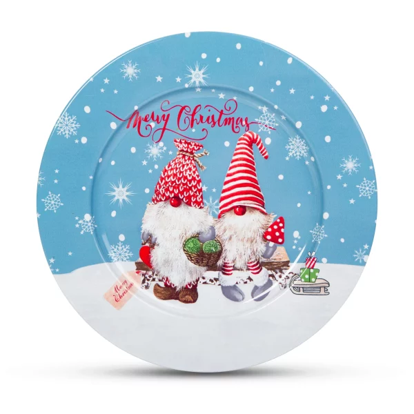 Karácsonyi tálca - fém - manós - 33 cm Family 58555A