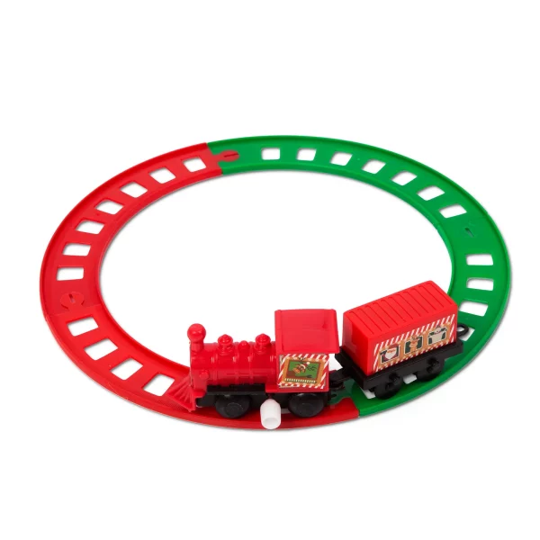 Karácsonyi kisvasút - felhúzható - piros / zöld - 20 cm Family 58564