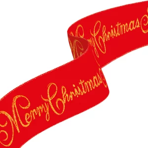 Karácsonyi szalag - piros - "Merry Christmas" - 60 x 8 cm Family 58583