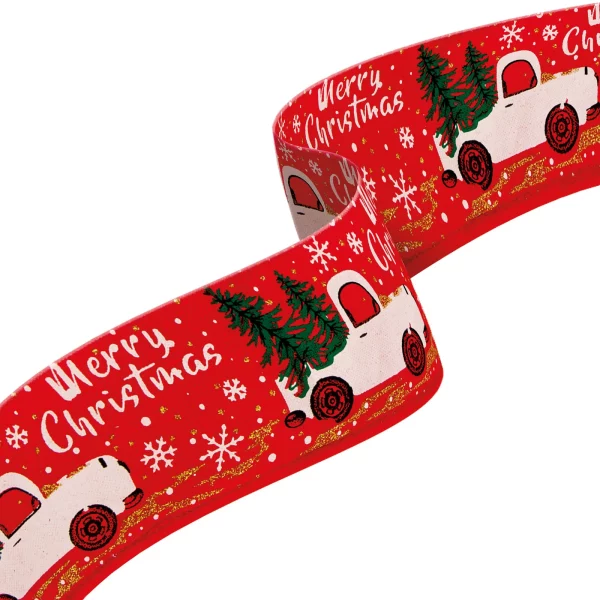 Karácsonyi szalag - piros - 60 x 6,3 cm Family 58584A