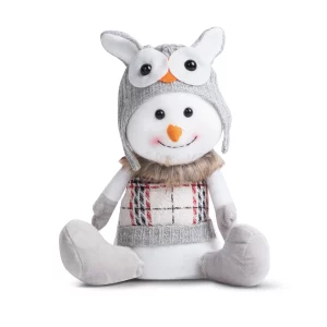 Karácsonyi hóember dekor - baglyos sapkában - 30 x 20 x 14 cm Family 58729B