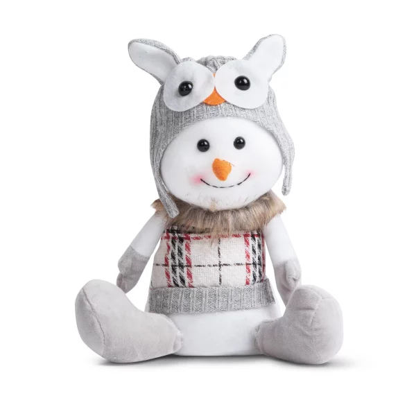 Karácsonyi hóember dekor - baglyos sapkában - 30 x 20 x 14 cm Family 58729B