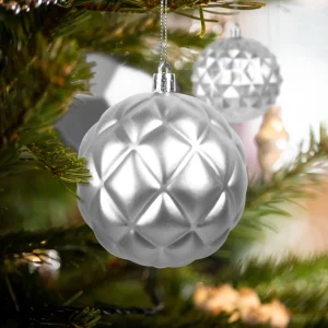 Karácsonyfadísz szett - gömbdísz - ezüst - 6 db / csomag Family 58762B