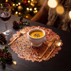 Placemat – bronze – metallic effect – round – PVC – 38 cm Bewello 58861C