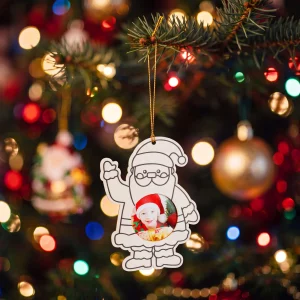 Christmas decoration - paintable wooden photo frame - Santa - 13 cm - hangable Bewello 58863A
