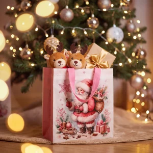 Christmas bag - non-woven material - 23 x 22 x 11 cm - 4 styles - 12 pcs / pack Bewello 58866