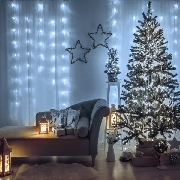 Fényfüggöny - 200 db LED - hidegfehér - hálózati - IP44 - 4,2 m - 8 program Family 58901B