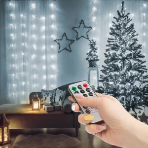 Fényfüggöny - 100 db hidegfehér microLED-del - 3 x 1 m - 230V - távirányítós Family 58904B