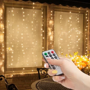 Fényfüggöny - 100 db melegfehér LED-del - 3 x 1 m - 230V - távirányítós Family 58906A