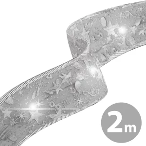 Karácsonyi LED-es szalag - ezüst - 2 m x 5 cm - 2 x AA Family 58933C