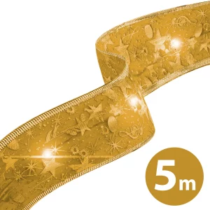 Karácsonyi LED-es szalag - arany - 5 m x 5 cm - 50 LED - USB Family 58933K