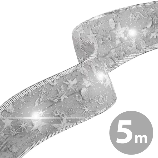 Karácsonyi LED-es szalag - ezüst - 5 m x 5 cm - 50 LED - USB Family 58933L