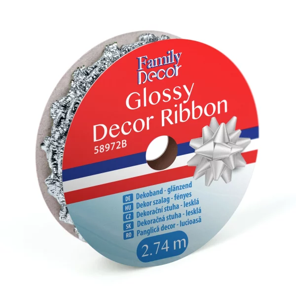 Dekor szalag - fényes - 2,74 m - ezüst Family 58972B