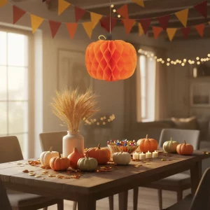 Őszi dekoráció - lampion tök - papír - 30 cm 59017