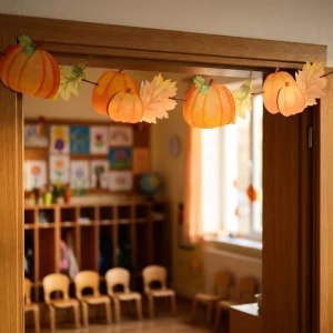 Paper garland – leaves and pumpkin – 152 x 11.6 cm Bewello 59047A