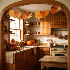 Paper garland – leaves and acorn – 152 x 11.6 cm Bewello 59047B