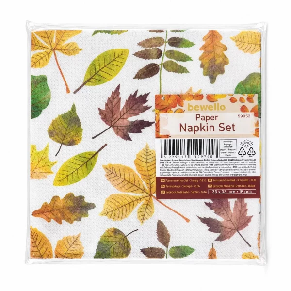 Paper napkin set – leaves – 2-ply – 33 x 33 cm – 16 pcs / pack Bewello 59052