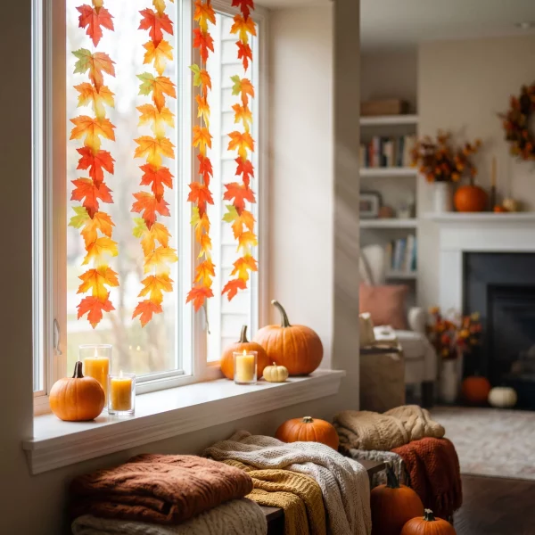 Maple leaf garland – paper – 183 cm – 22 pcs 15 cm leaves Bewello 59055