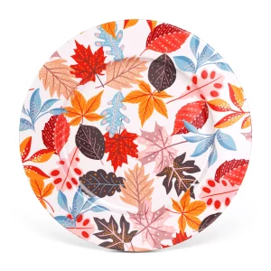 Autumn decoration - metal tray - leaves - 33 cm Bewello 59061A