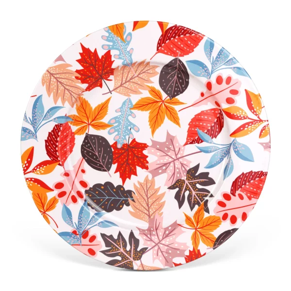 Autumn decoration - metal tray - leaves - 33 cm Bewello 59061A
