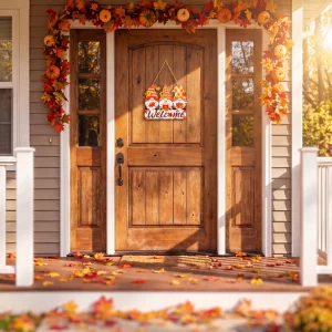 Autumn decoration - hanging gnome door sign - MDF - “Welcome” - 32 x 26 cm Bewello 59062
