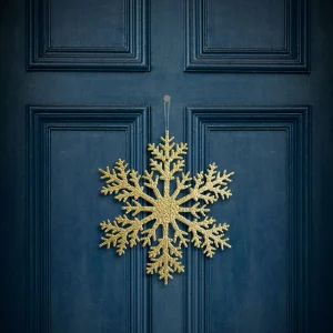 Karácsonyi dekoráció - jégkristály - glitteres arany - akasztható - 31 cm 59704A