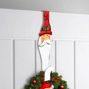 Karácsonyi kopogtató, ajtódísz tartó - fém - mikulás - 38 cm 59708A